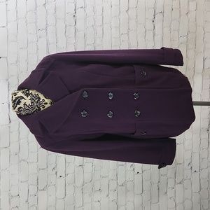 St. John's Bay Size Large Double Breasted Purple Pea Coat